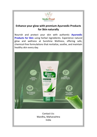 Enhance your glow with premium Ayurvedic Products for Skin naturally