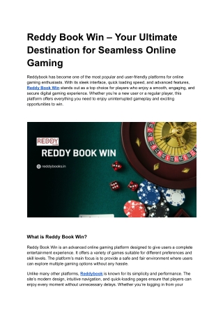 Reddy Book Win – Your Ultimate Destination for Seamless Online Gaming