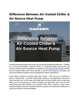 Difference Between Air-Cooled Chiller & Air-Source Heat Pump
