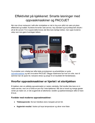 Gastro Line Lokk Oslo Restaurant – Praktiske og Hygieniske Løsninger