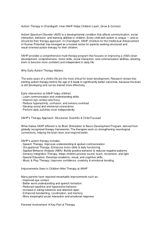 Autism Therapy in Chandigarh: How IIAHP Helps Children Learn, Grow & Connect