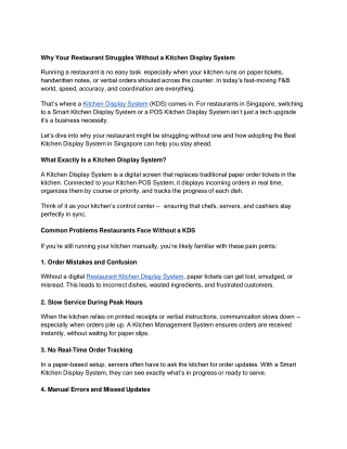 Why Your Restaurant Struggles Without a Kitchen Display System