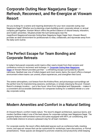 Corporate Outing Near Nagarjuna Sagar