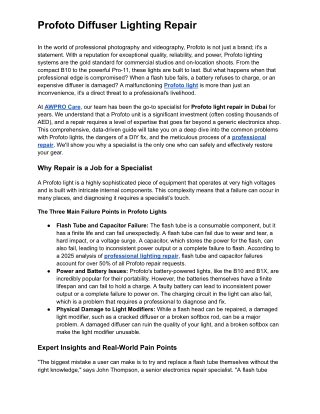 Profoto Diffuser Lighting Repair