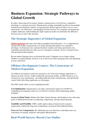 The Future of Business Expansion in a Competitive Market