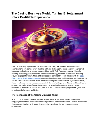 The Casino Business Model Turning Entertainment into a Profitable Experience