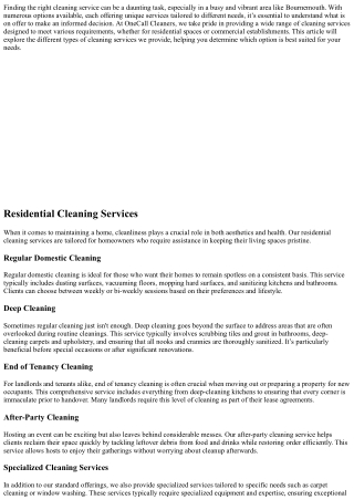 Understanding the Different Types of Cleaning Services Offered by Us – Which is