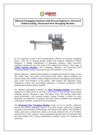 Efficient Packaging Solutions with Shreem Engineers: Advanced Chikki Packing