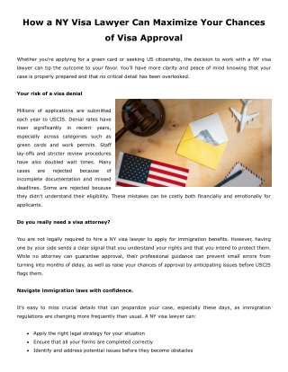 How a NY Visa Lawyer Can Maximize Your Chances of Visa Approval