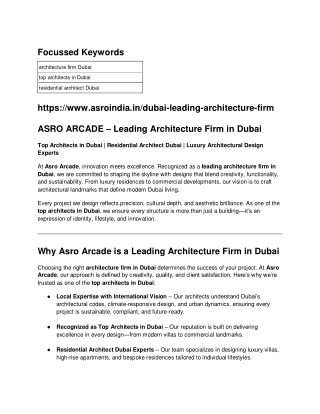 Dubai’s Premier Architecture Firm for Residential _ Luxury Design