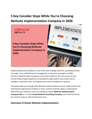 5 Key Consider Steps While You're Choosing NetSuite Implementation Company in 2026