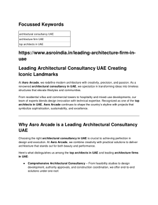 Leading Architectural Consultancy UAE Creating Iconic Landmarks