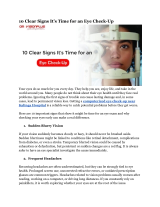 10 Signs You Need an Eye Check-Up Near Kalinga Hospital