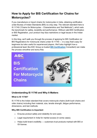 How to Apply for BIS Certification for Chains for Motorcycles