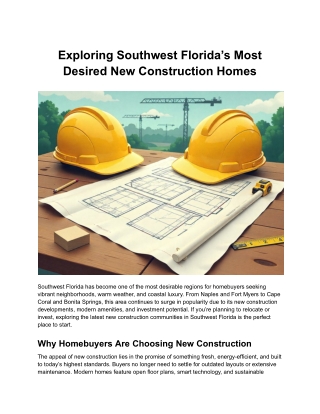 Exploring Southwest Florida’s Most Desired New Construction Homes