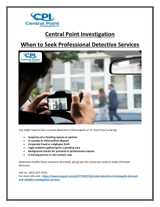 Minneapolis Private Detective Agency  Licensed Investigation Experts