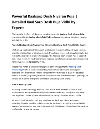Powerful Kaalsarp Dosh Nivaran Puja _ Detailed Kaal Sarp Dosh Puja Vidhi by Experts