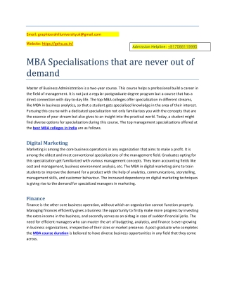 MBA Specialisations that are never out of demand