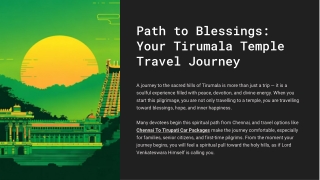 Path to Blessings Your Tirumala Temple Travel Journey