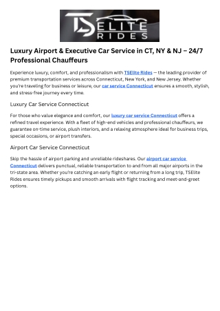 Luxury car service Connecticut