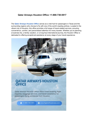 Qatar Airways Houston Office  1-888-738-0817