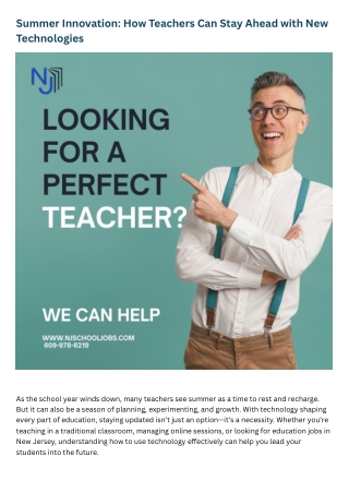 Summer Innovation How Teachers Can Stay Ahead with New Technologies