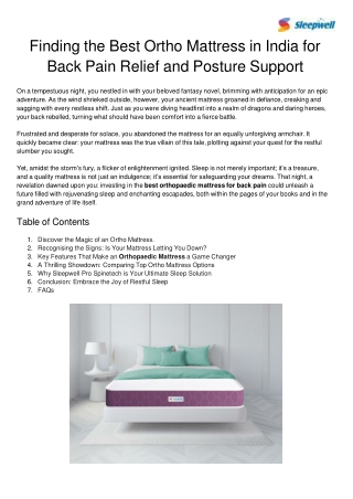Finding Best Ortho Mattress in India for Back Pain Relief and Posture Support