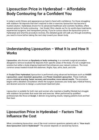 Liposuction Price in Hyderabad