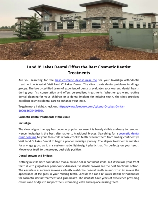 Land O Lakes Dental Offers the Best Cosmetic Dentist Treatments