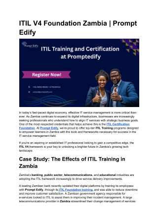 ITIL V4 Foundation Zambia _ Prompt Edify