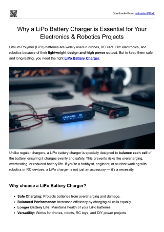 Why a LiPo Battery Charger is Essential for DIY Electronics & Robotics