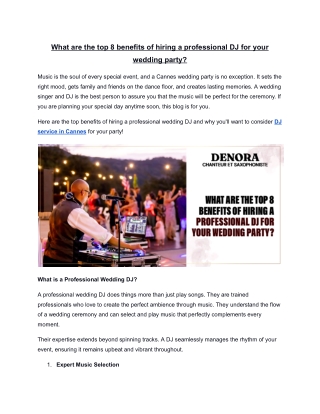 What are the top 8 benefits of hiring a professional DJ for your wedding party?
