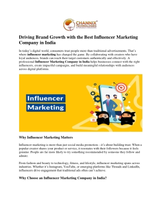 Driving Brand Growth with the Best Influencer Marketing Company in India