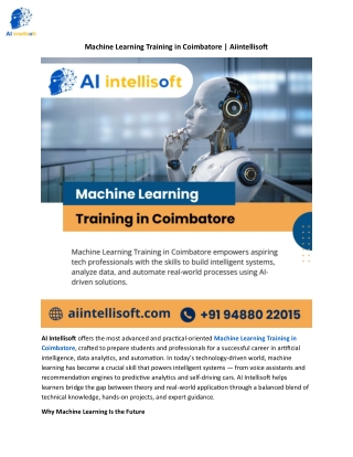 Machine Learning Training in Coimbatore
