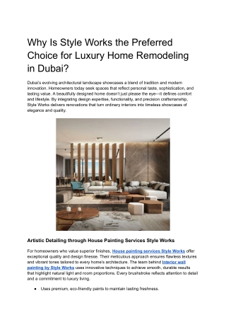 Why Is Style Works the Preferred Choice for Luxury Home Remodeling in Dubai_