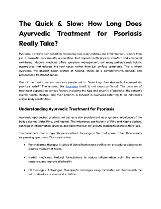 The Quick & Slow_ How Long Does Ayurvedic Treatment for Psoriasis Really Take