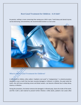 Root Canal Treatment for Children – Is It Safe