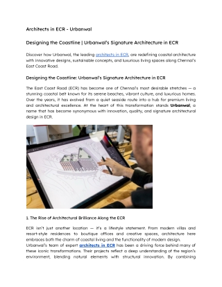 Designing the Coastline  Urbanwal’s Signature Architecture in ECR