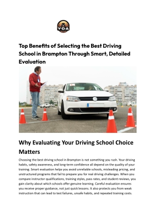 Top Benefits of Selecting the Best Driving School in Brampton Through Smart, Detailed Evaluation