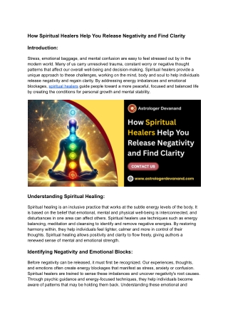 How Spiritual Healers Help You Release Negativity and Find Clarity