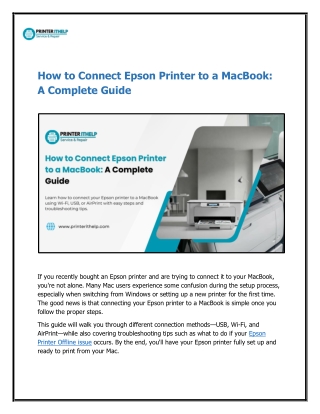 How to Connect Epson Printer to a MacBook