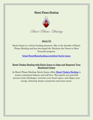 Heart Chakra Healing by Karin Inana for Healing and Strengthening Your Heart Space