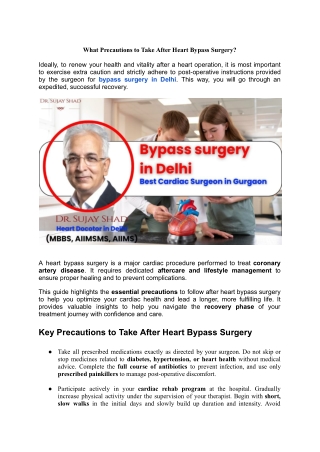 What Precautions to Take After Heart Bypass Surgery?