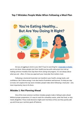 Top 7 Mistakes People Make When Following a Meal Plan