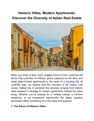 Historic Villas, Modern Apartments_ Discover the Diversity of Italian Real Estate