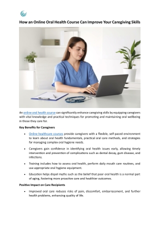 How an Online Oral Health Course Can Improve Your Caregiving Skills