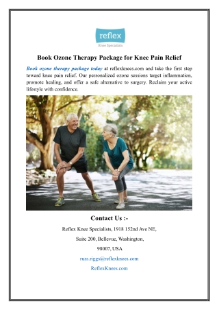 Book Ozone Therapy Package for Knee Pain Relief
