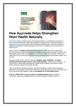 How Ayurveda Helps Strengthen Heart Health Naturally
