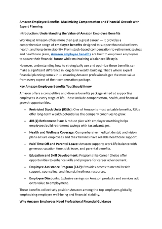 Amazon Employee Benefits | Avier Wealth Advisors