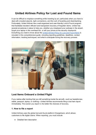 United Airlines Policy for Lost and Found Items